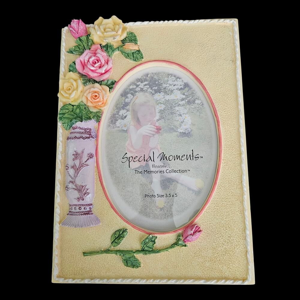Special Moments Floral Picture Frame 3.5x5 Resin Roses Cottage Decor